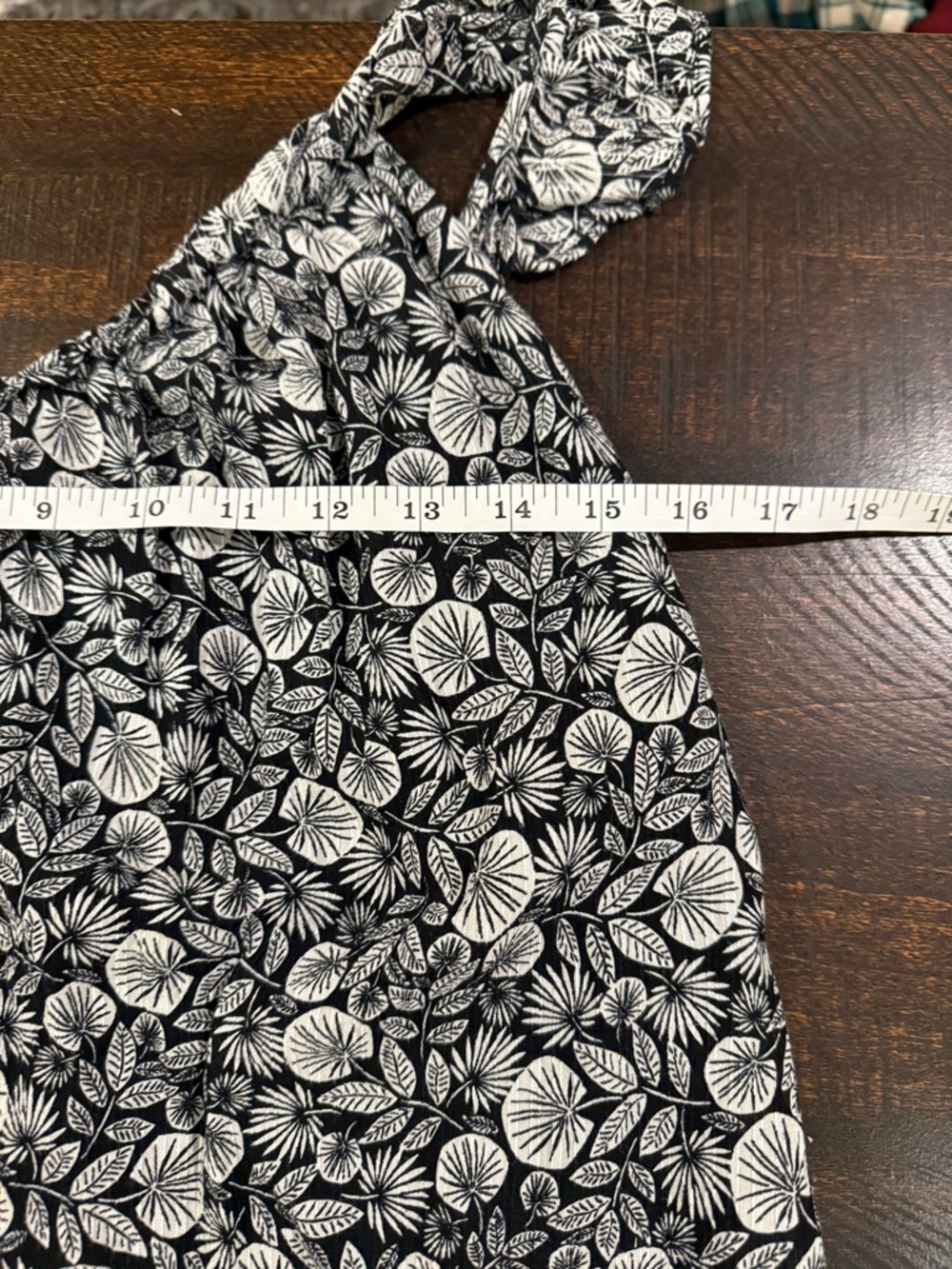 LOFT Black & White Floral Maxi Dress Ruffle Strap Flowy XS Summer Boho - Picture 6 of 9